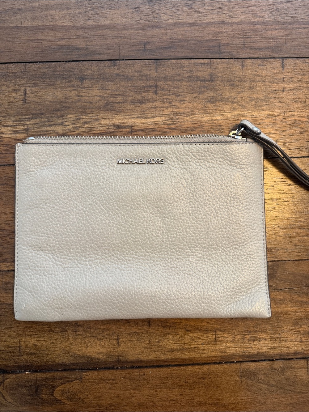 Michael Kors Neutral Pebbled Leather Wristlet